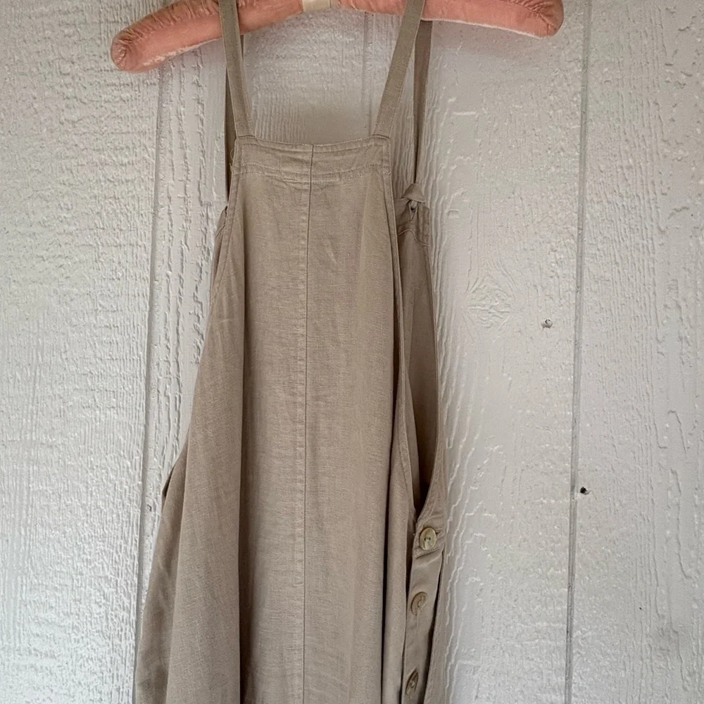 Tan Sleeveless overall Dress Medium - Picture 6 of 13
